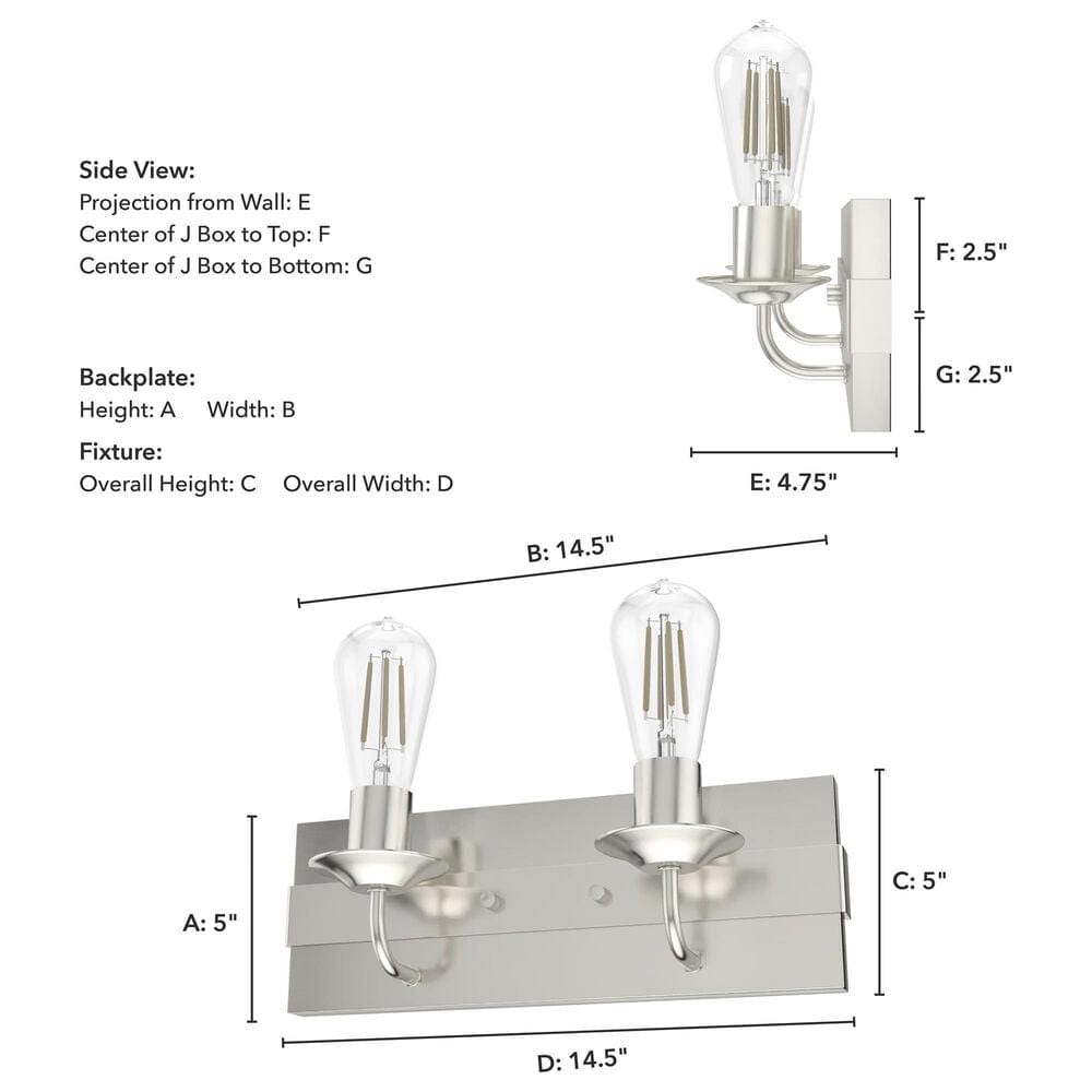 Hunter Perch Point 2-Light Vanity in Brushed Nickel, , large