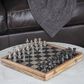 Maple and Jade 5" x 15" Chess Game Set in Black, Silver and Brown, , large