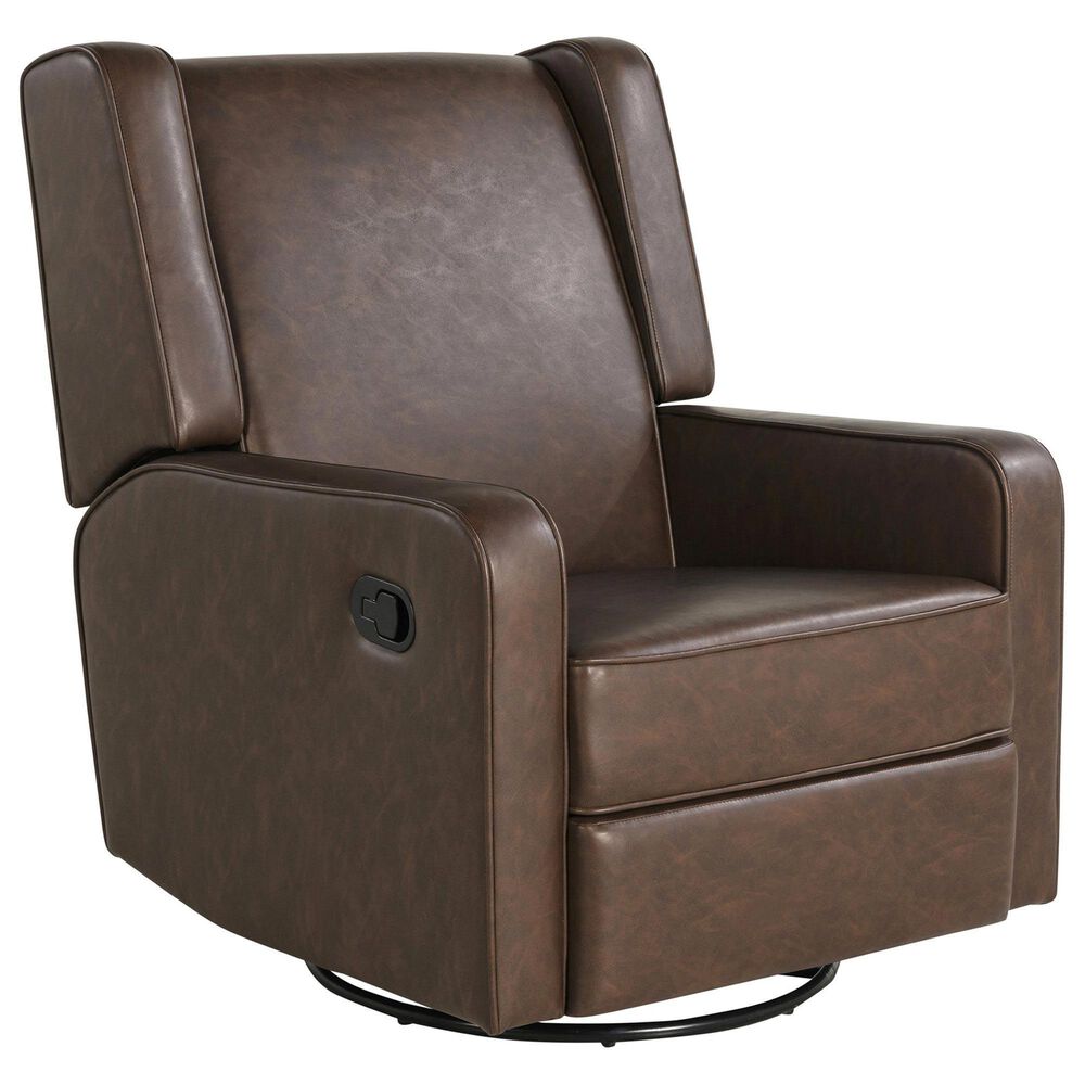 Lifestyle Solutions Emerson Manual Swivel Rocker Recliner in Brown, , large