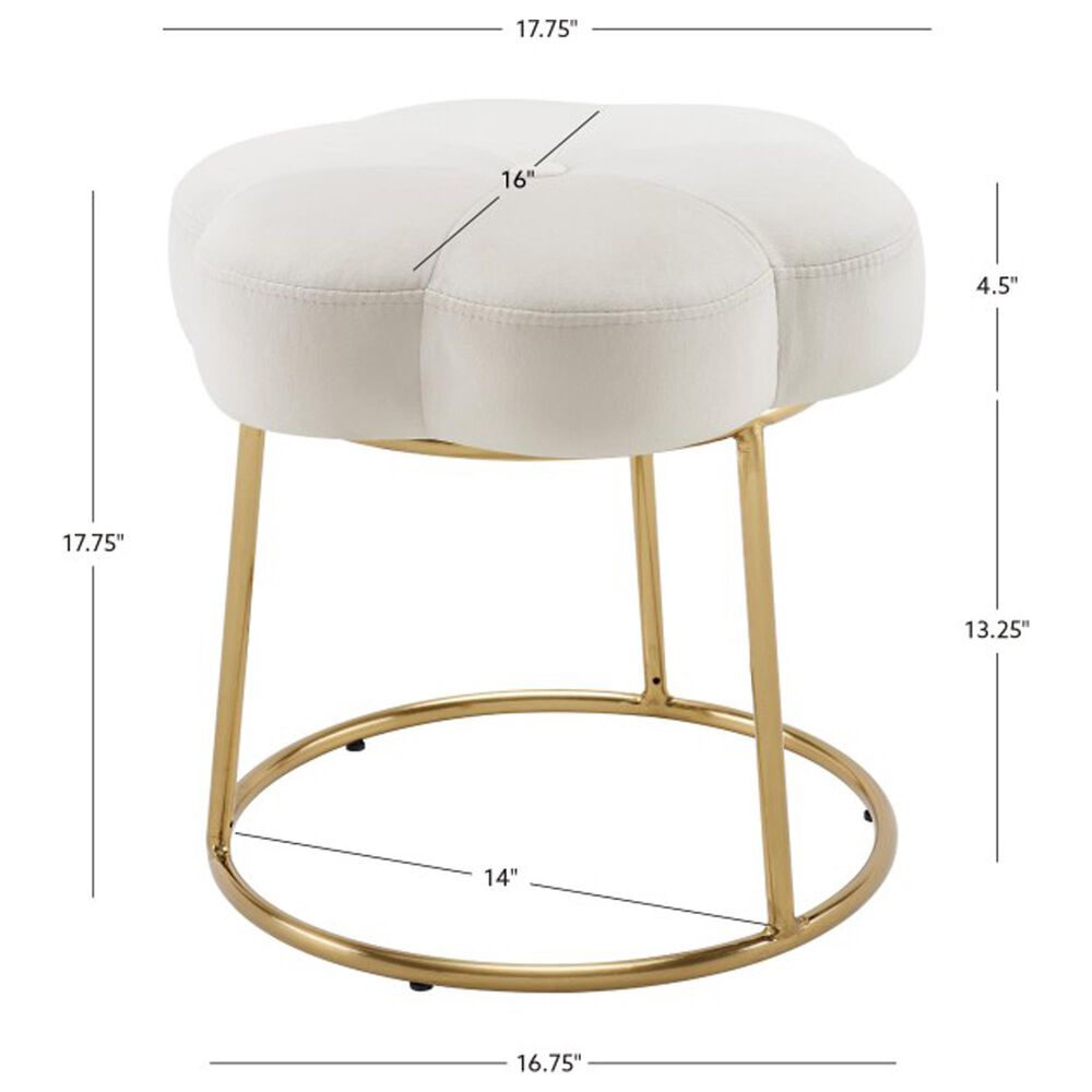 Linon Home Decor Seraphina Vanity Stool with White Cushion in Gold, , large
