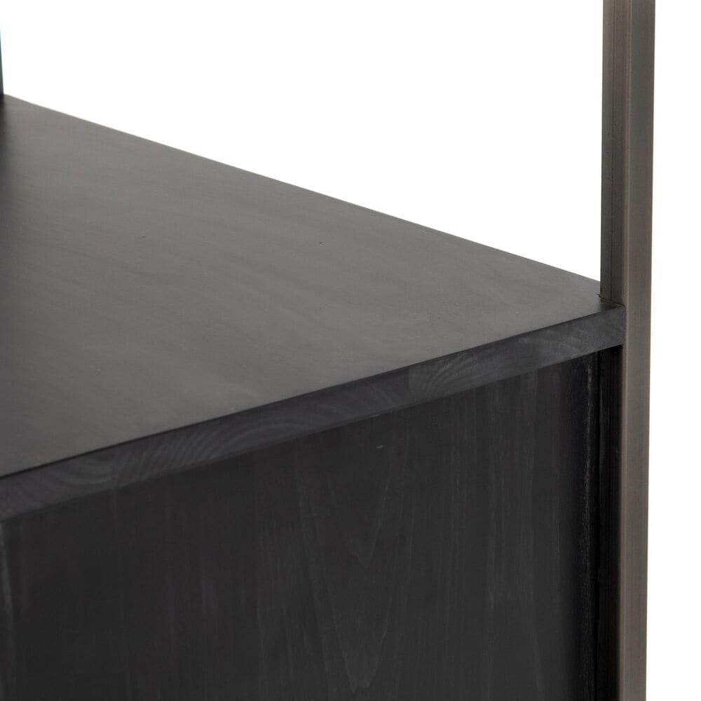 Four Hands Trey 4-Shelf Bookcase in Natural Iron and Black Wash Poplar, , large