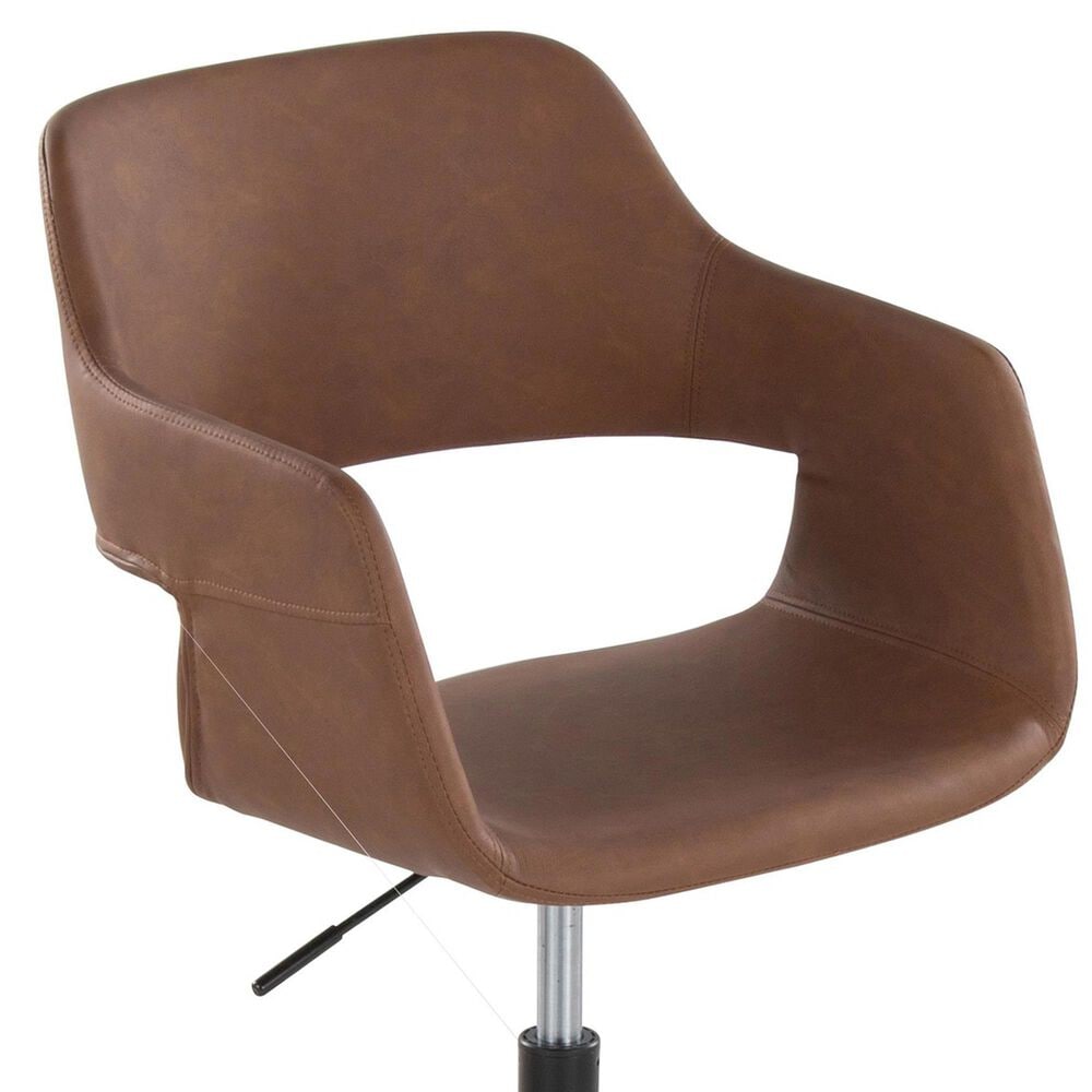 Lumisource Margarite Task Chair with Brown Faux Leather Cushion in Black, , large