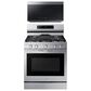 Samsung 2-Piece Kitchen Package with 6.0 Cu. Ft. Freestanding Gas Range and Bespoke 2.1 Cu. Ft. Over-the-Range Microwave in Fingerprint Resistant Stainless Steel, , large