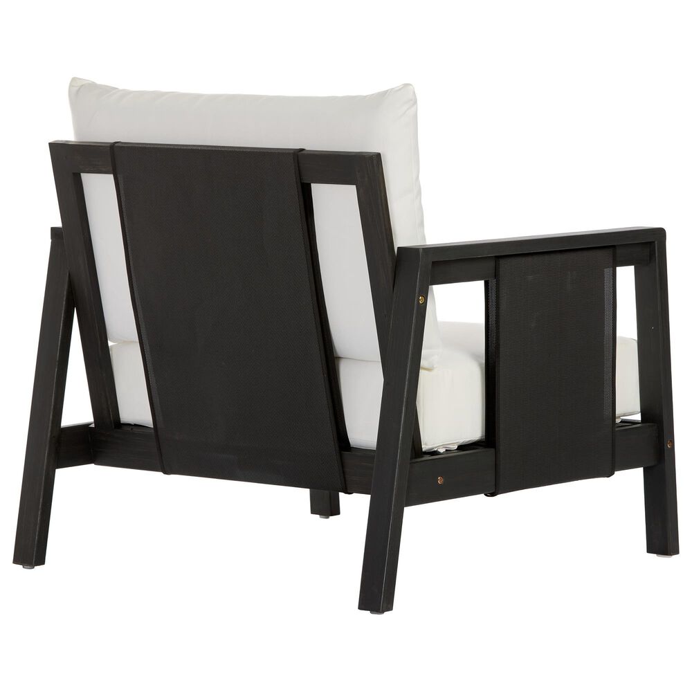 HOMLUX Outdoor Club Chair with Black Textilene Accents in White, , large