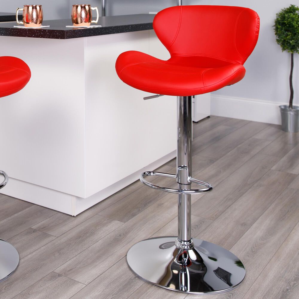 Flash Furniture Adjustable Barstool in Red, , large
