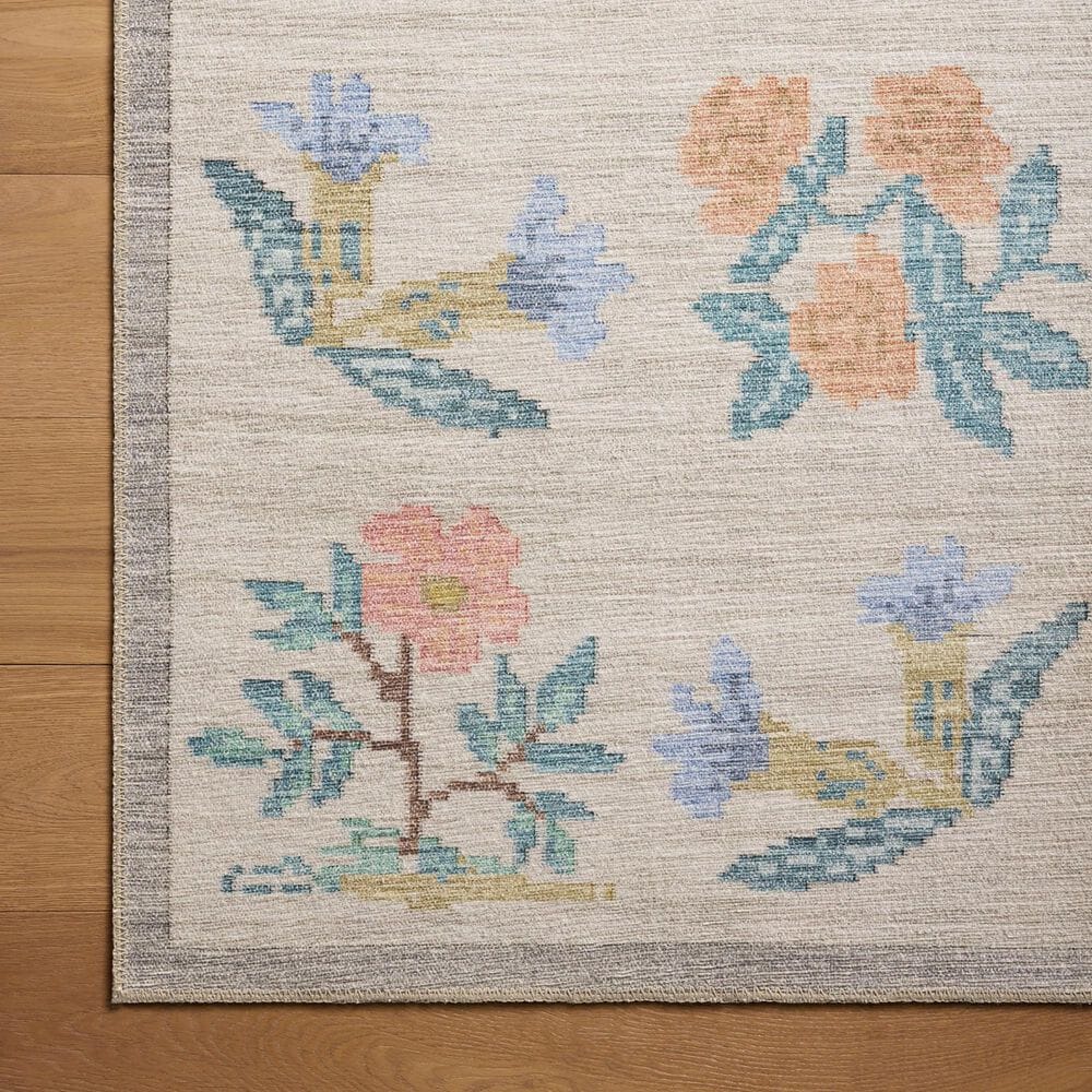 Rifle Paper Co. x Loloi Rosa Hawthorne 2&#39; x 5&#39; Cream Runner, , large