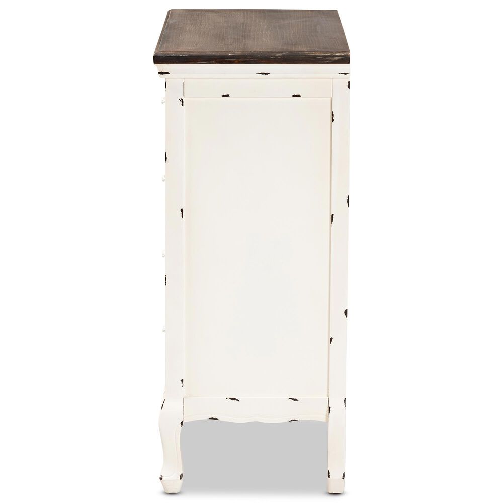 Baxton Studio Levron 5-Drawer Storage Cabinet in Walnut Brown and Antique White, , large