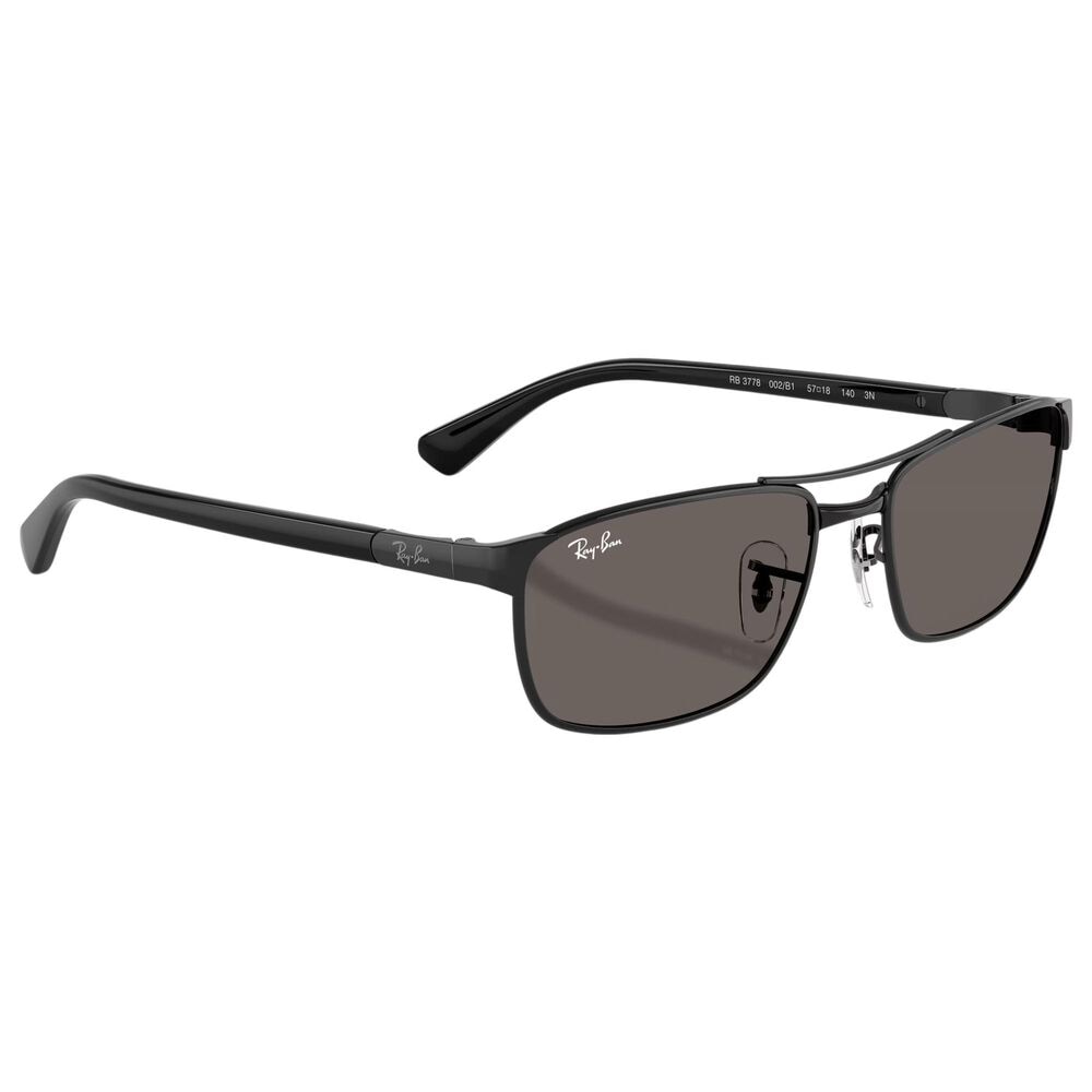 Rayban Glasses Sunglasses with Dark Grey Lenses and Metal Frame in Polished Black, , large