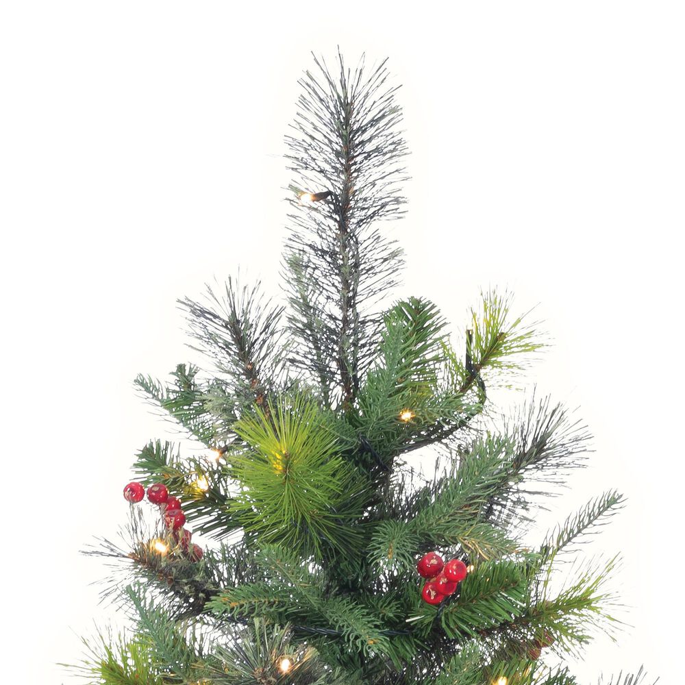 The Gerson Company 6&#39; Potted Pre-Lit Hard Needle Douglas Pine with White LED in Green, , large