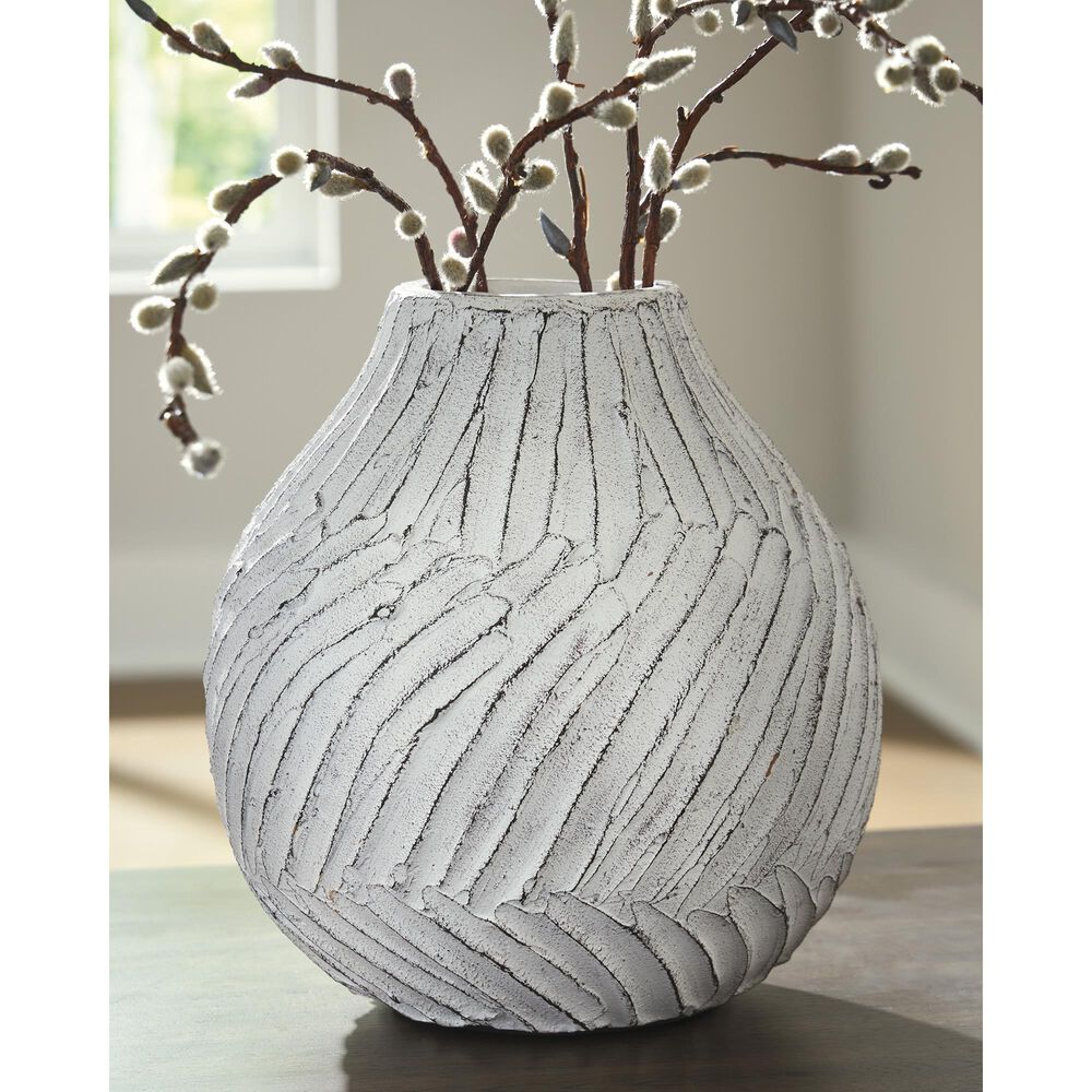Ashley Shelvie 10.13" Vase in Distressed White, , large
