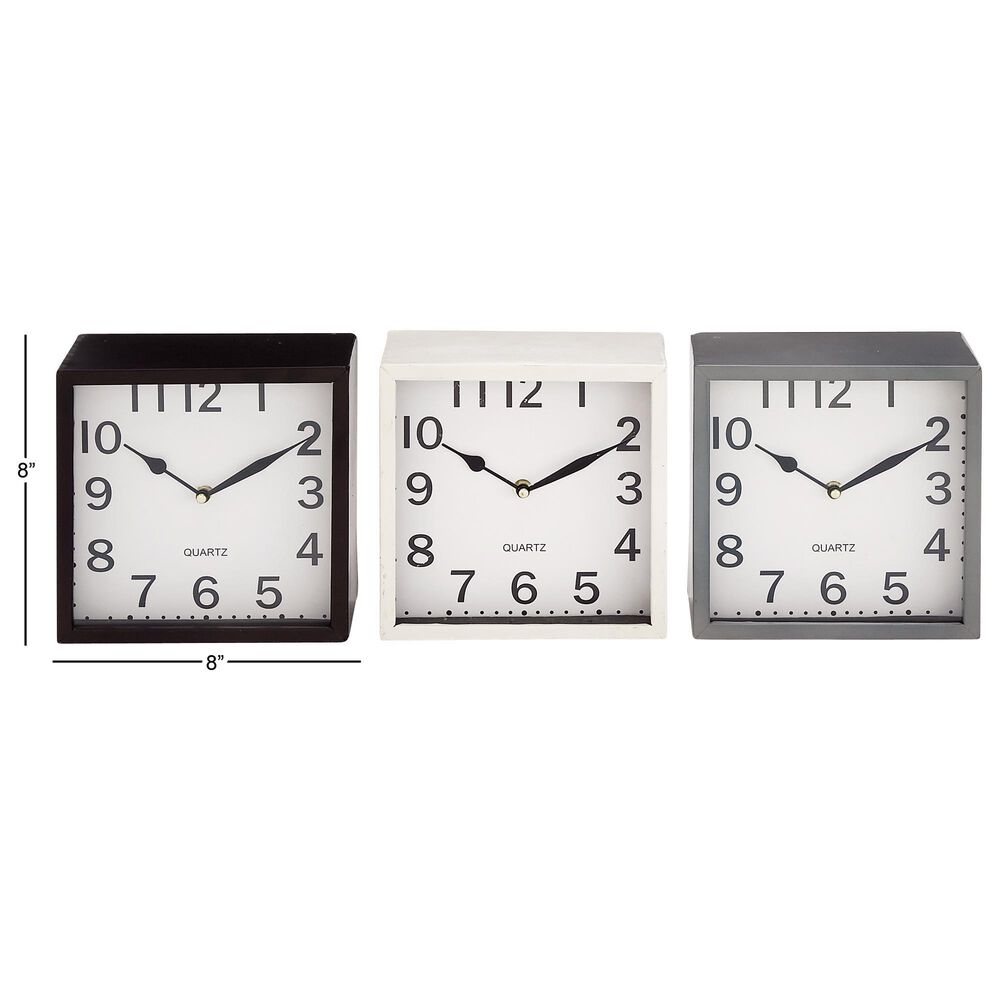 Maple and Jade Square Traditional Table Clock in Multicolor &#40;Set of 3&#41;, , large