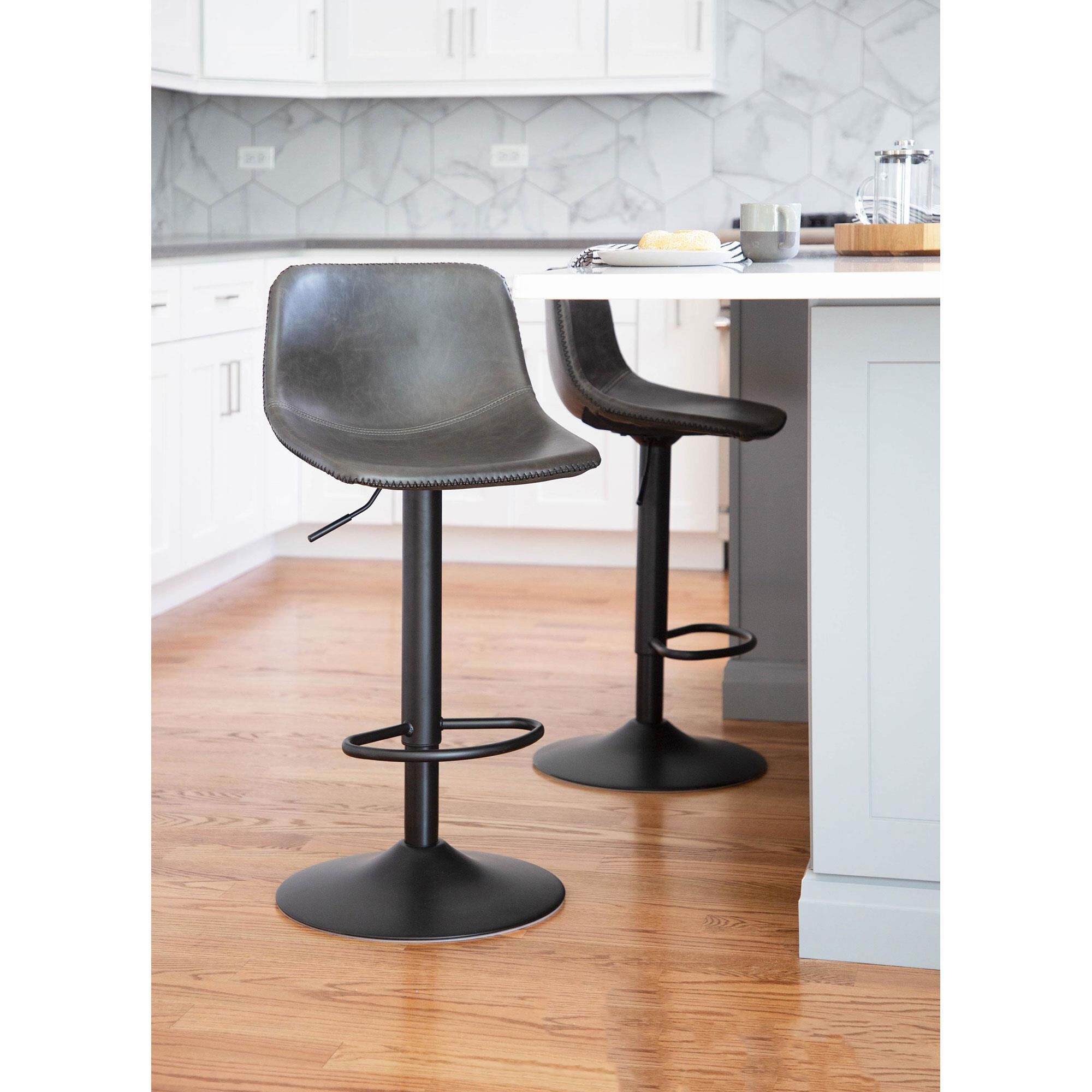 Lumisource Duke Adjustable Barstool in Grey and Black Set of 2 NFM