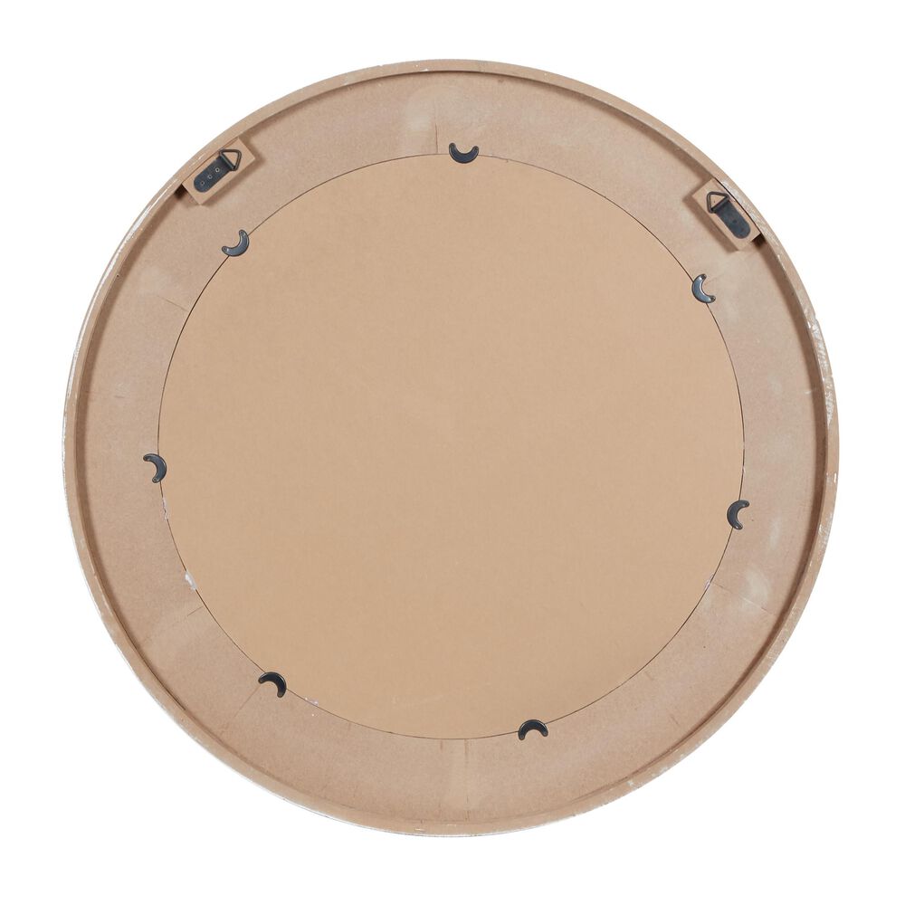 Maple and Jade 34&quot; Round Wall Mirror in Distressed White and Dark Gray, , large