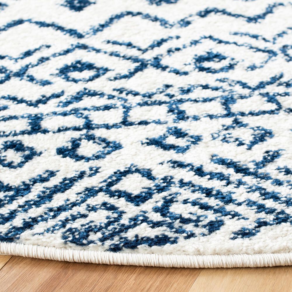Safavieh Tulum Transitional  6&#39;7&quot; Round Ivory and Navy Area Rug, , large