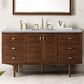 James Martin Vanities Amberly 60" Single Bathroom Vanity in Walnut with 3 cm Carrara White Marble Top and Rectangular Sink, , large