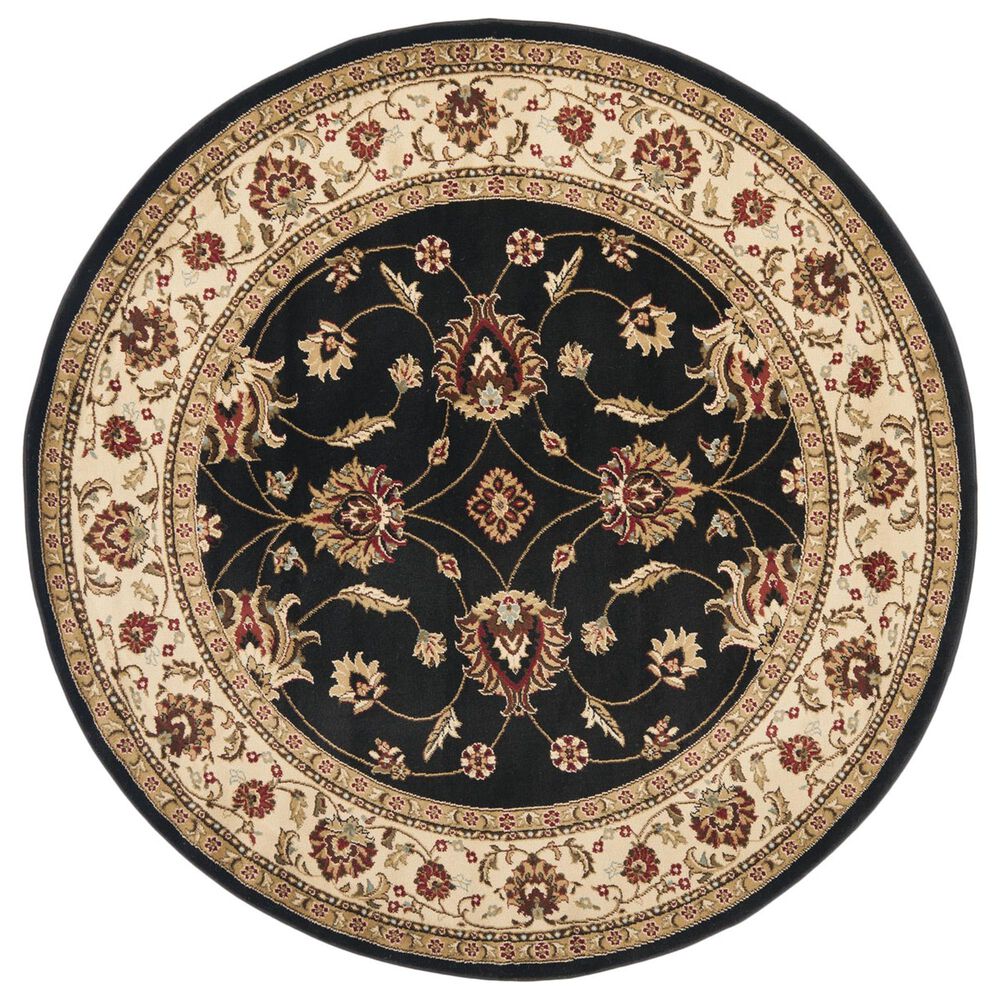 Safavieh Lyndhurst LNH553 5"3" Round Black and Ivory Area Rug, , large