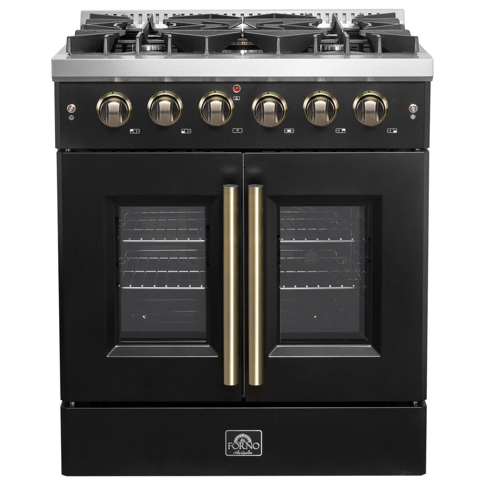 Forno Galiano 30" Freestanding French Door Gas Range in Black, , large