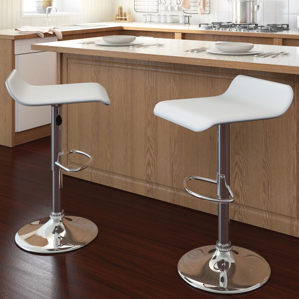 CorLiving Adjustable Bar Stool in White (Set of 2), , large