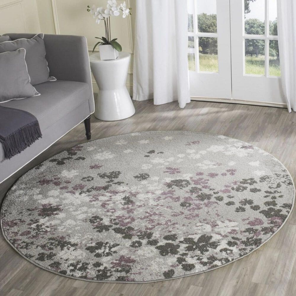Safavieh Adirondack ADR115M 4" Round Light Grey and Purple Area Rug, , large