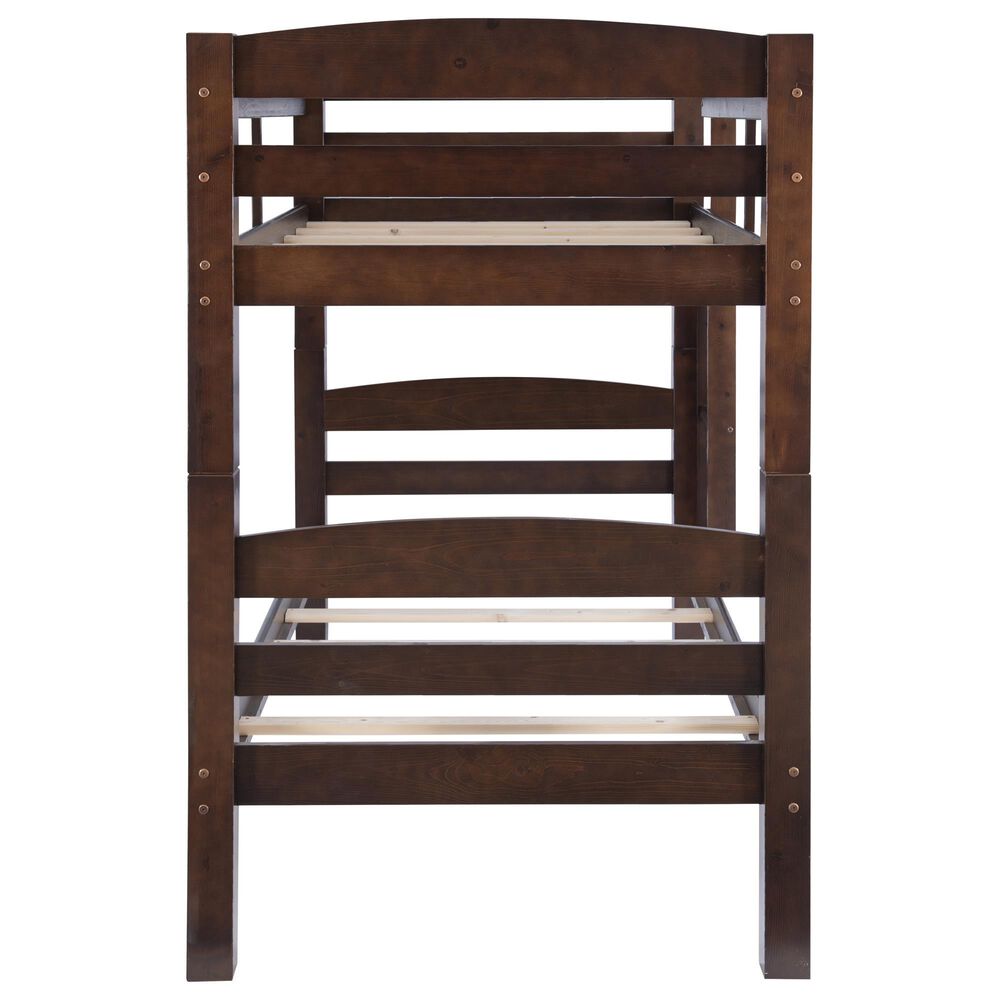 Linon Home Decor Levi Twin Over Twin Bunk Bed in Espresso, , large