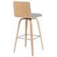 Armen Living Vienna Swivel Bar Height Stool with Gray Upholstery in Patterned Oak, , large
