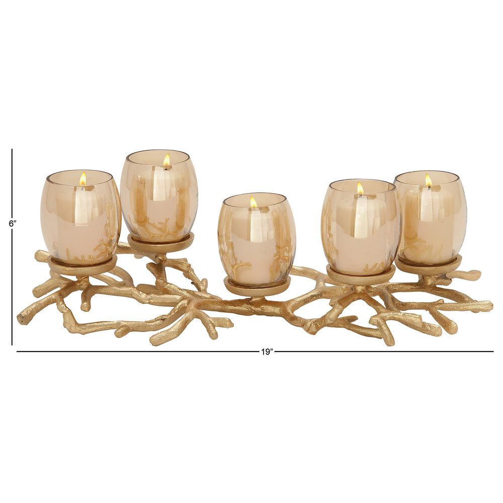 Maple and Jade 19&quot; x 6&quot; Hurricane Lamp in Gold, , large