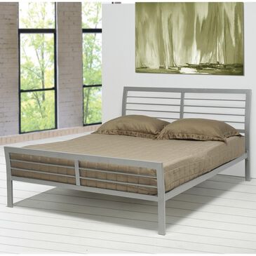 Pacific Landing Stoney Creek Full Slat Frame Iron Bed in Silver, , large