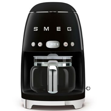 Smeg 47.34 Oz Drip Coffee Maker in Black and Polished Chrome, , large