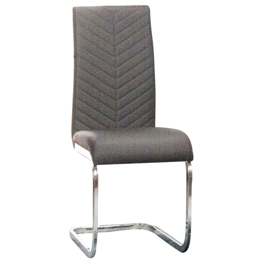 Sunset Furniture Murano Dining Side Chair in Chrome Finish and Charcoal Faux Leather, , large