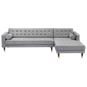 Blue River Somerset 2-Piece Right Facing Sectional Sofa with Chaise in Grey Velvet, , large