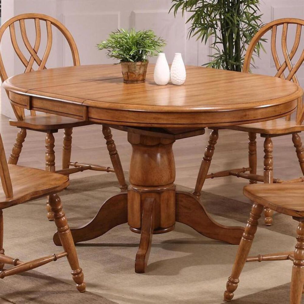 Radius Missouri Single Pedestal Dining Table in Rustic Oak - Table Only, , large
