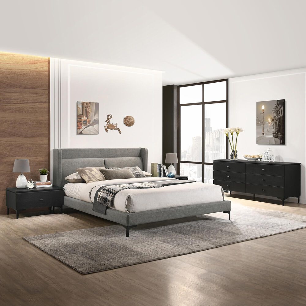 Blue River Legend 4-Piece Queen Platform Bed Set in Gray/Black, , large