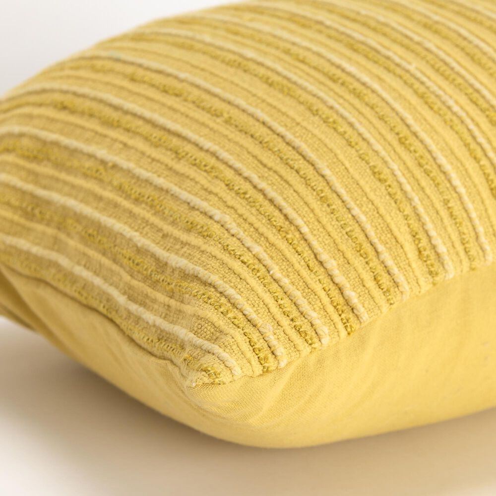 Rizzy Home 14&quot; x 26&quot; Polyester Filled Striped Lumbar Pillow in Yellow, , large