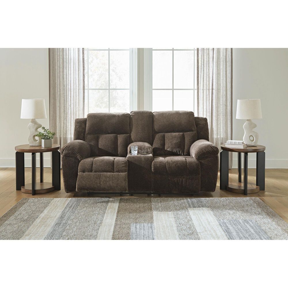 Ashley Frohn Manual Reclining Loveseat in Chocolate, , large