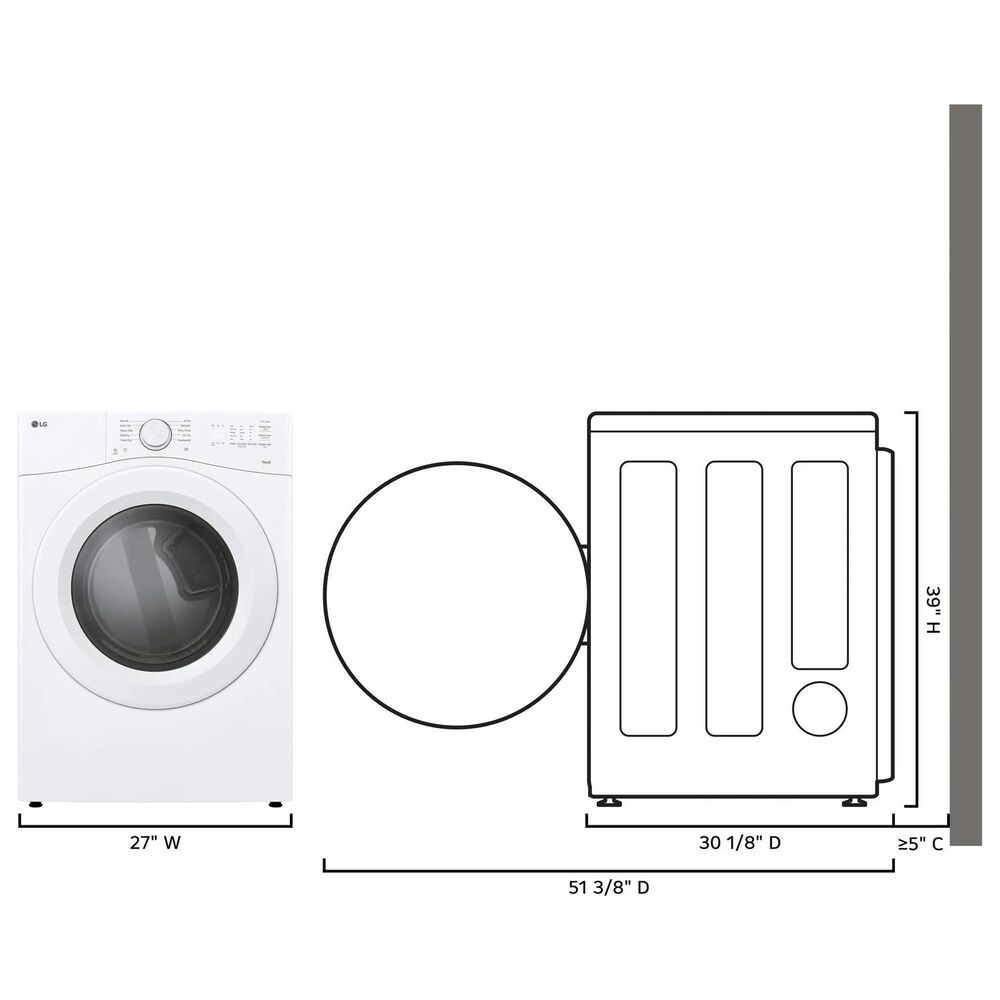 LG 7.4 Cu. Ft. Ultra Large Capacity Smart Front Load Electric Dryer in White, , large