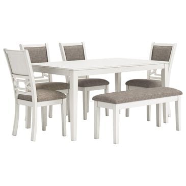 Ashley Erinberg 6-Piece Rectangular Dining Set in Antique White, , large