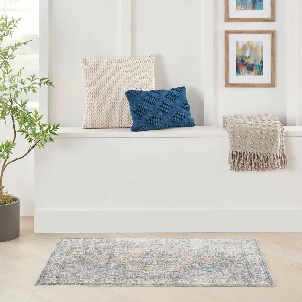 Nourison Astra Machine Washable ASW12 3&#39;3&quot; x 5&#39; Denim and Multicolor Area Rug, , large