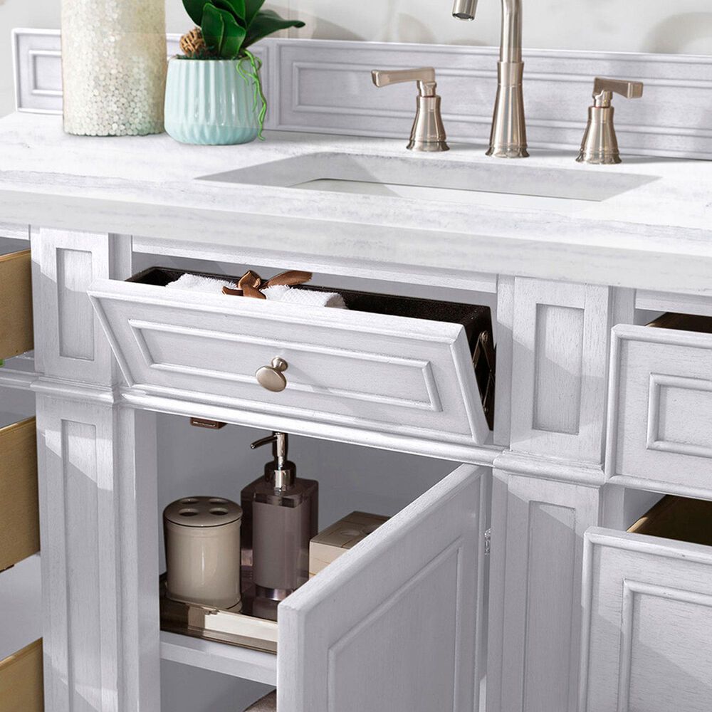 James Martin Vanities Bristol 36&quot; Single Bathroom Vanity in Bright White with 3 cm Arctic Fall Solid Surface Top and Rectangular Sink, , large