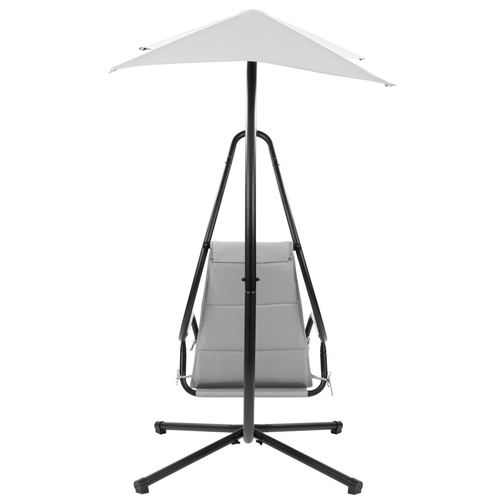 CorLiving Kingsley Chaise Lounge Chair with Canopy in Light Grey, , large