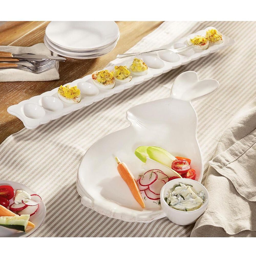 Mud Pie 26" x 3.25" Deviled Egg Long Tray in White NFM