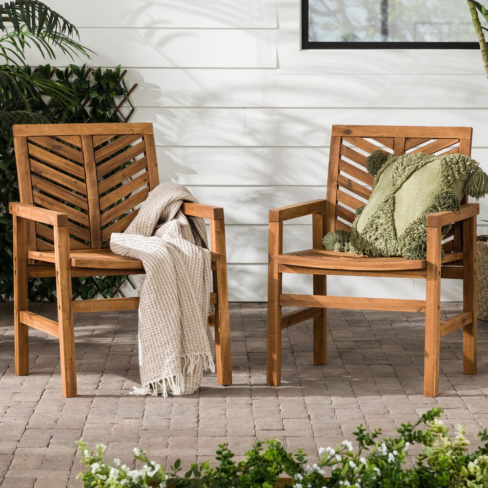 Walker Edison Vincent Patio Chair in Brown &#40;Set of 2&#41;, , large