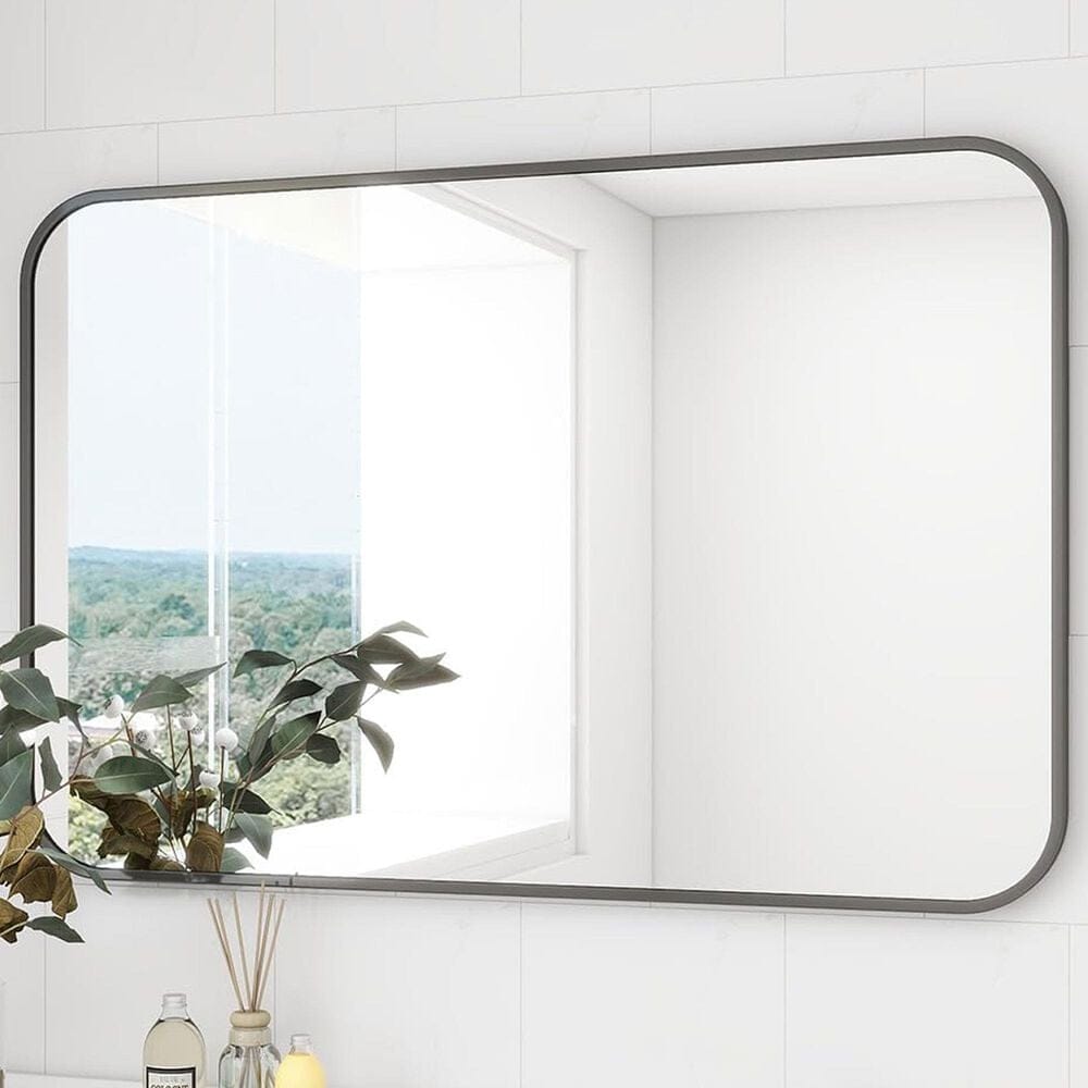 HOMLUX 20" x 28" Rectangular Wall Mirror in Black, , large