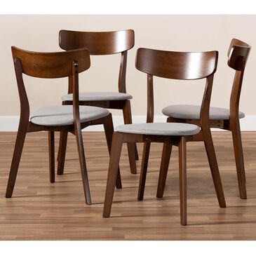 Baxton Studio Iora Dining Chair in Light Grey/Walnut (Set of 4), , large