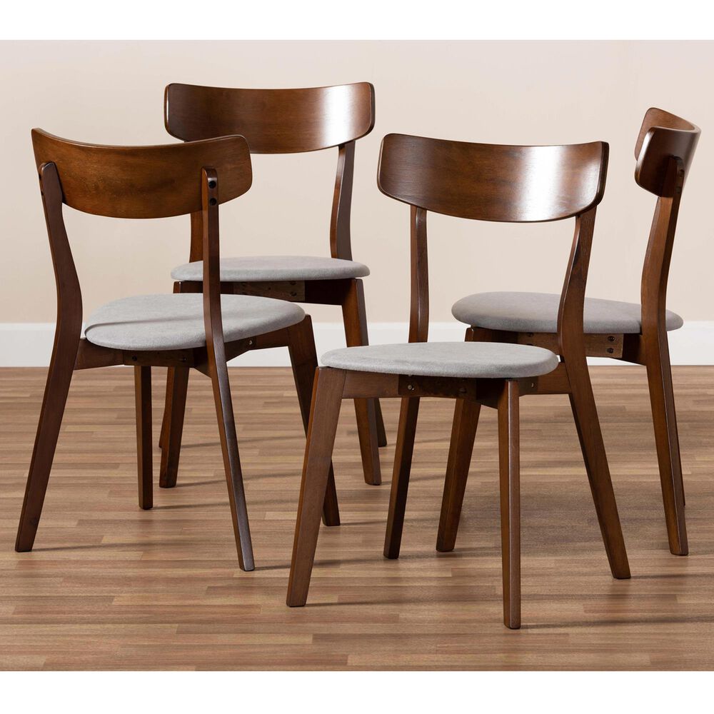 Baxton Studio Iora Dining Chair in Light Grey/Walnut (Set of 4), , large