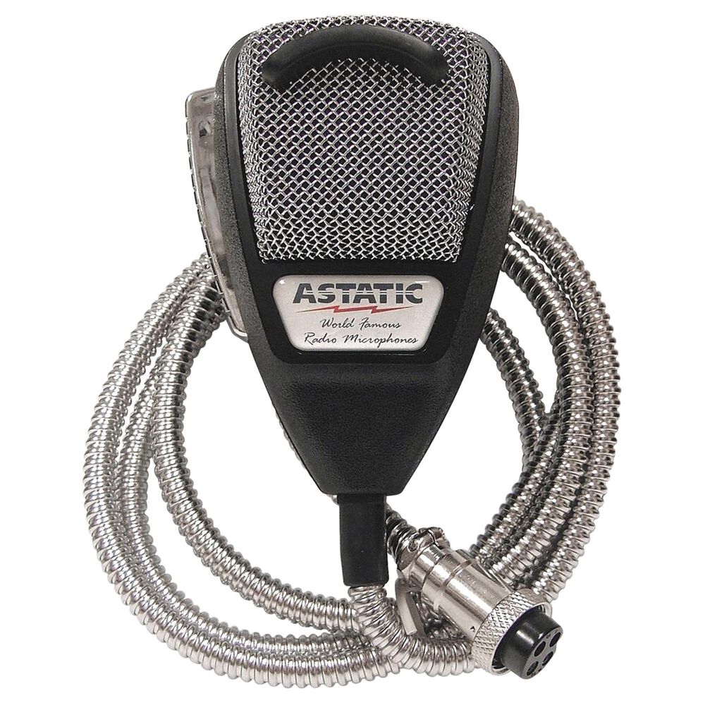 Astatic Noise Cancelling 4-Pin CB Microphone in Silver, , large