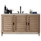 James Martin Vanities Portland 60" Single Bathroom Vanity in Whitewashed Walnut with 3 cm Arctic Fall Solid Surface Top and Rectangular Sink, , large