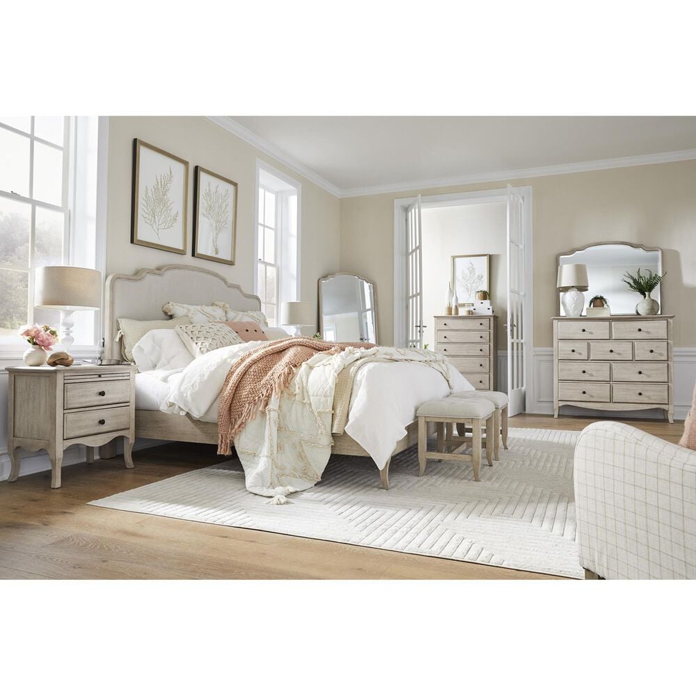 Riva Ridge Provence Queen Platform Bed in Linen with USB Ports, , large