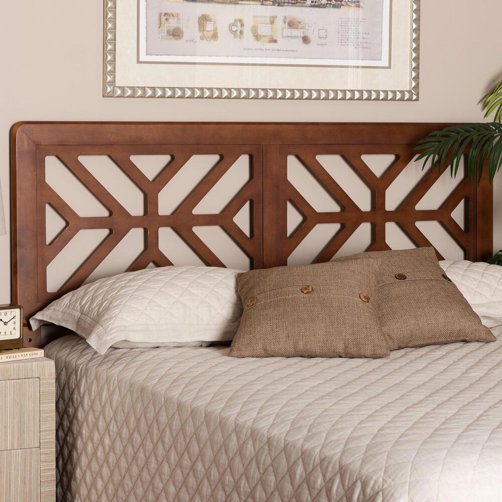 Baxton Studio Kalare Queen Headboard in Walnut Brown, , large