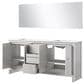 Lexora Home Lafarre 72" Double Bathroom Vanity in Rustic Acacia with 2 cm White Quartz Top, Rectangular Sinks and 70" Mirror, , large