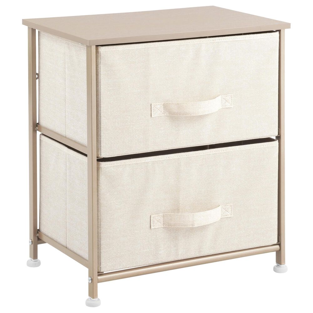 mDesign 2-Drawer Fabric Nightstand in Cream, , large